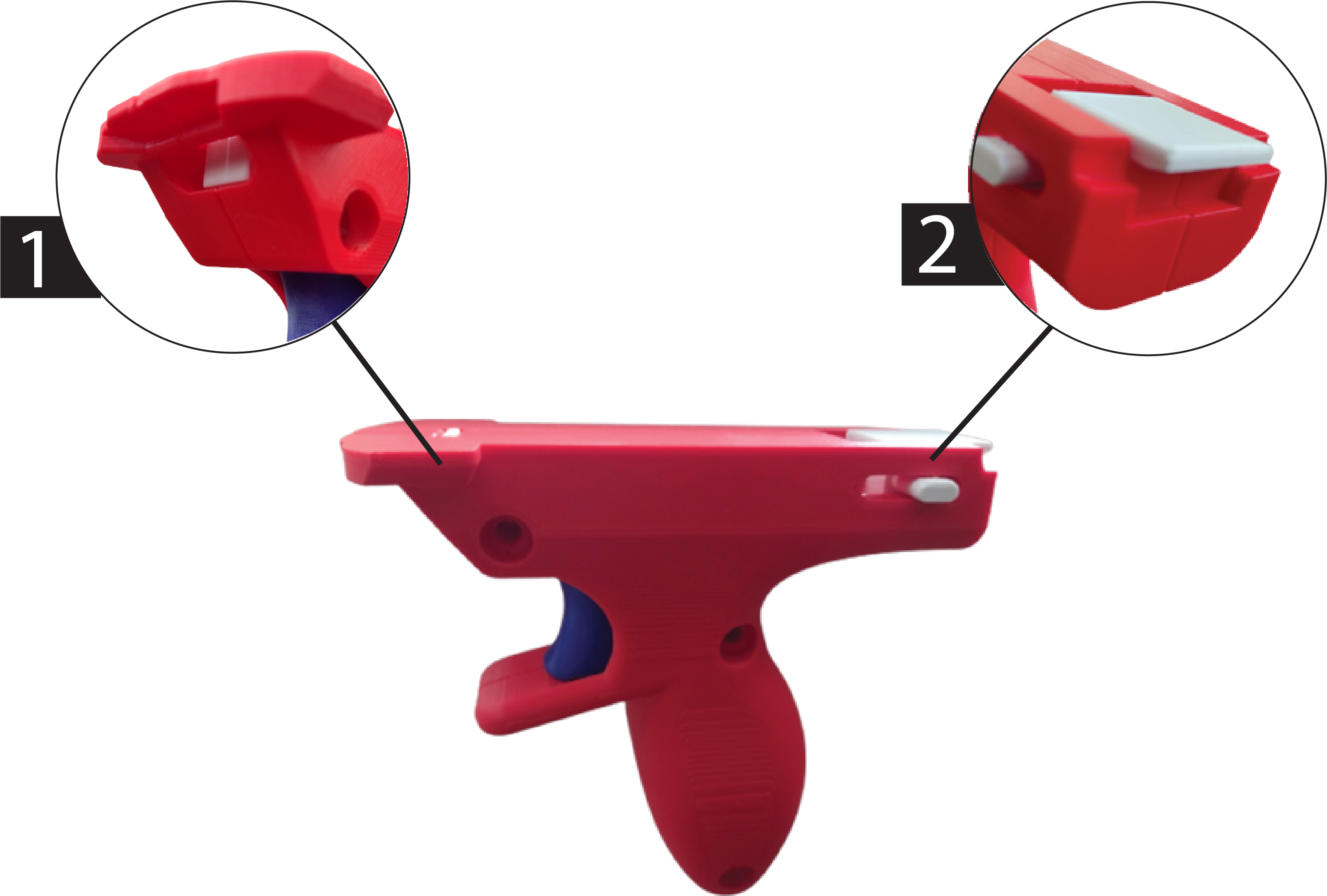 Diagram of the trigger with the pusher and latch labeled